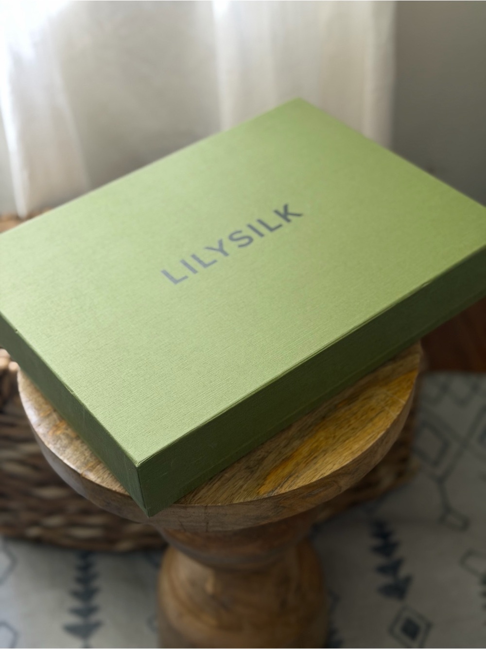 Authentic LilySilk Sage Green Gift Box with Ribbon - Empty